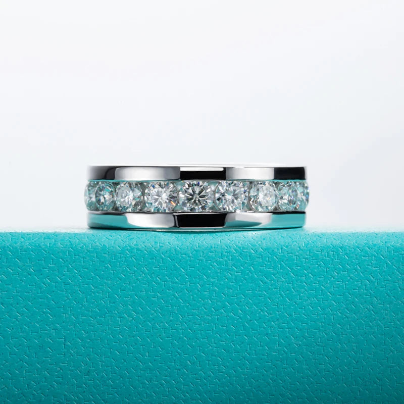 4mm eternity band moissanite D color VVS1, unisex ring — Aurora Moissanite