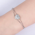 AnuJewel 1ct Moissanite Heart Bracelet On Hand 925 Sterling Silver Lab Created Diamond 17.5cm Adjustable Bracelets For Woman