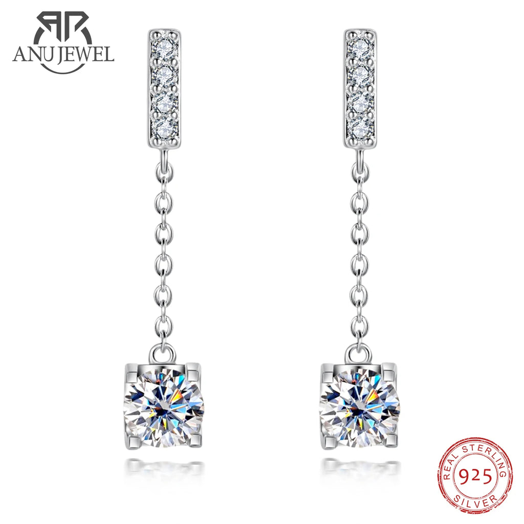 1ct moissanite classic earrings, 18K white gold S925 — Aurora Moissanite