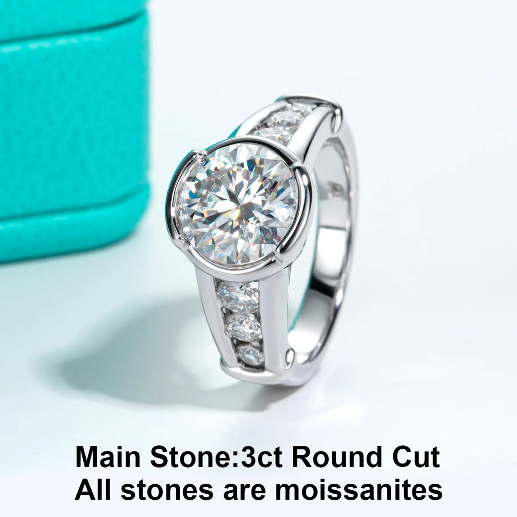 The Iden Ring worn — 3ct round moissanite, 18K gold, sizes 5–10 — Aurora Moissanite