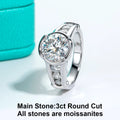 The Iden Ring worn — 3ct round moissanite, 18K gold, sizes 5–10 — Aurora Moissanite