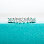 Princess cut moissanite eternity band 3mm D color VVS1, square-cut stone row — Aurora Moissanite