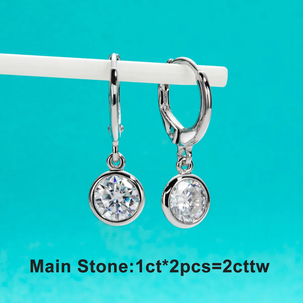 AnuJewel Moissanite Hoop Women's Earrings Huggies  925 Sterling Silver 2cttw Lab Created Diamond Drop Earrings Jewelry Wholesale