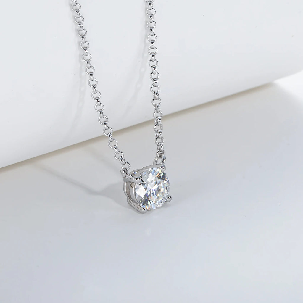 The Sol Pendant — round moissanite solitaire pendant, multiple carat options, 18K gold — Aurora Moissanite