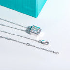 AnuJewel 0.6ct/1ct/2ct/3ct D Color Emerald Cut Moissanite Bezel Pendant Necklace 925 Sterling Silver Jewelry Gifts for Women
