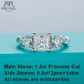 1.5ct princess cut three-stone moissanite engagement ring, S925 — Aurora Moissanite