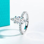 The Bane Ring — 3ct marquise moissanite prong solitaire, front view — Aurora Moissanite