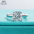 3.5ct cushion gray moissanite engagement ring, S925 sterling silver — Aurora Moissanite