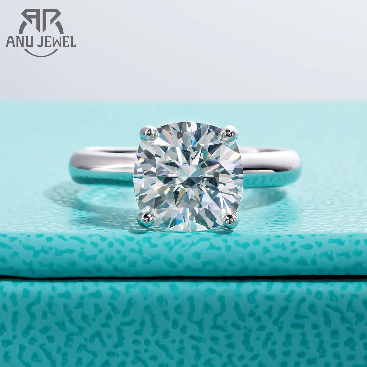 3.5ct cushion gray moissanite engagement ring, S925 sterling silver — Aurora Moissanite