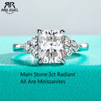 3ct radiant moissanite engagement ring, 18K gold plated S925 — Aurora Moissanite
