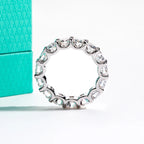 The Loop Band worn — 4.5mm moissanite full eternity band, S925 sterling silver — Aurora Moissanite