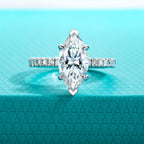 The Bane Ring worn — 3ct marquise moissanite solitaire, S925 — Aurora Moissanite