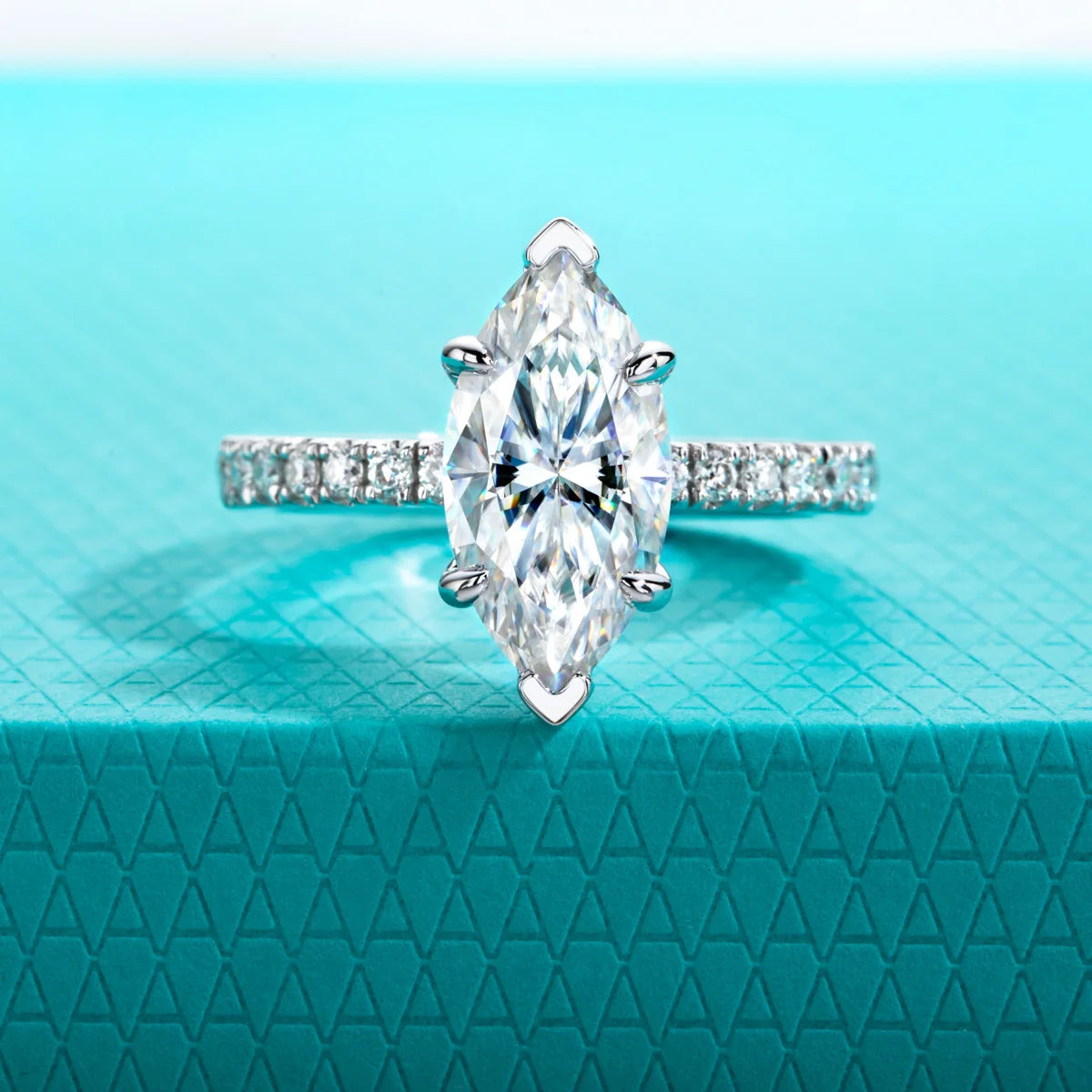 The Bane Ring worn — 3ct marquise moissanite solitaire, S925 — Aurora Moissanite