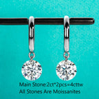 The Halo Earrings — 4cttw moissanite drop hoop, S925 — Aurora Moissanite