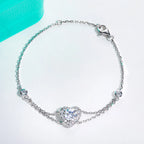 AnuJewel 1ct Moissanite Heart Bracelet On Hand 925 Sterling Silver Lab Created Diamond 17.5cm Adjustable Bracelets For Woman