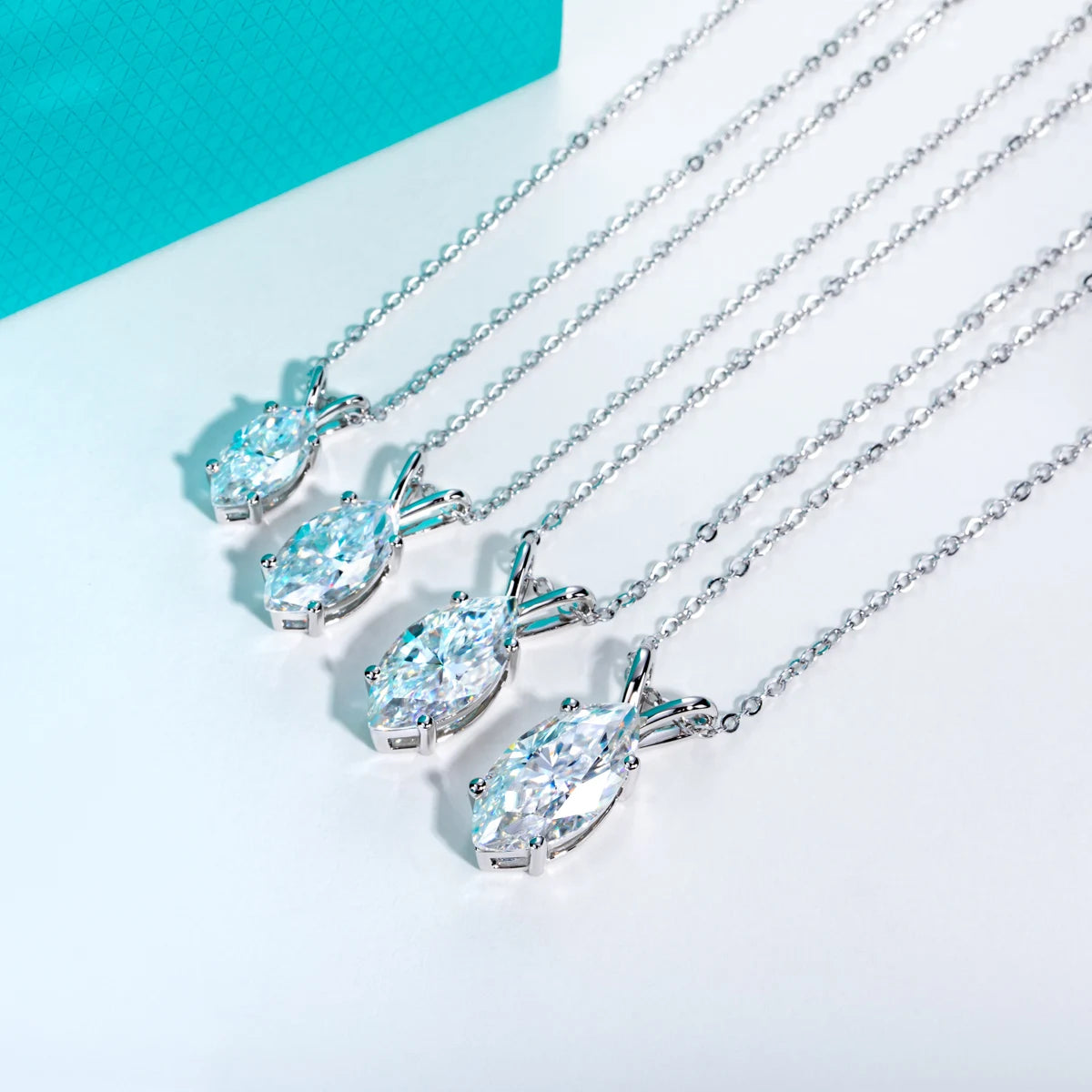 AnuJewel Marquise Cut Moissanite Pendant Necklace D Color 2ct/3ct/4ct/5ct 925 Sterling Silver Elegant Jewelry Gift for Women