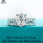 3ct oval moissanite bridal set 4.042cttw total, S925 — Aurora Moissanite