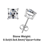 AnuJewel 10K Gold Post 4/2/1ct Asscher Cut Moissanite Stud Earrings Anti-allergy Eearrings For Women Jewelry Wholesale