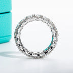 The Helix Band lifestyle — dense moissanite pavé band worn on finger — Aurora Moissanite