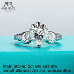 2ct heart gray moissanite Claddagh Irish ring, S925 sterling silver — Aurora Moissanite