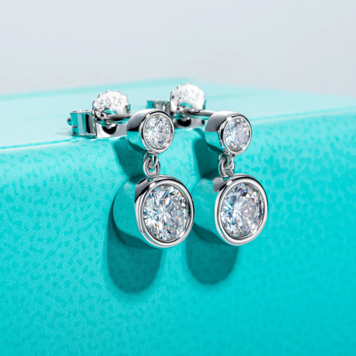 AnuJewel 1.2cttw D Color Moissanite Drop Earrings 18K Gold Plated 925 Sterling Silver Stud Bezel Earrings Women Gifts Wholesale