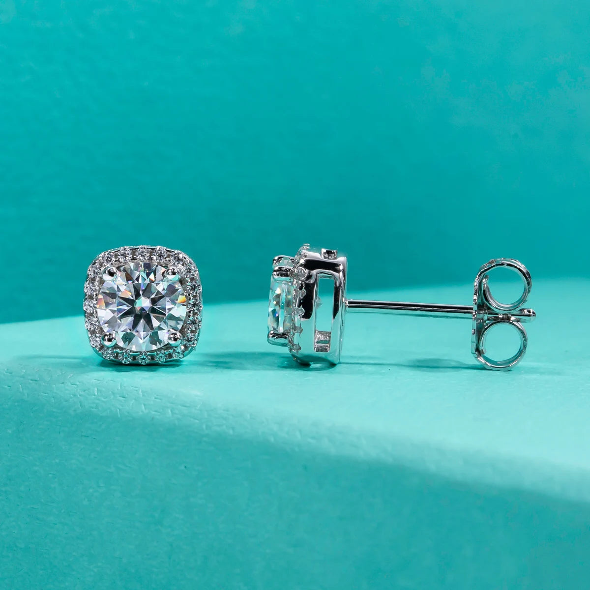5mm round moissanite studs 1cttw D color VVS1, S925 — Aurora Moissanite
