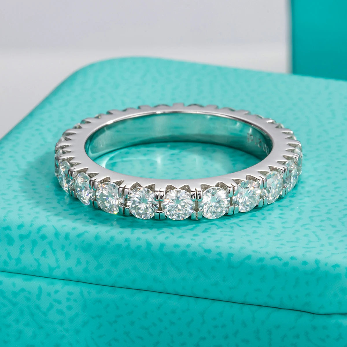 3mm eternity band moissanite D color VVS1, stones all around — Aurora Moissanite