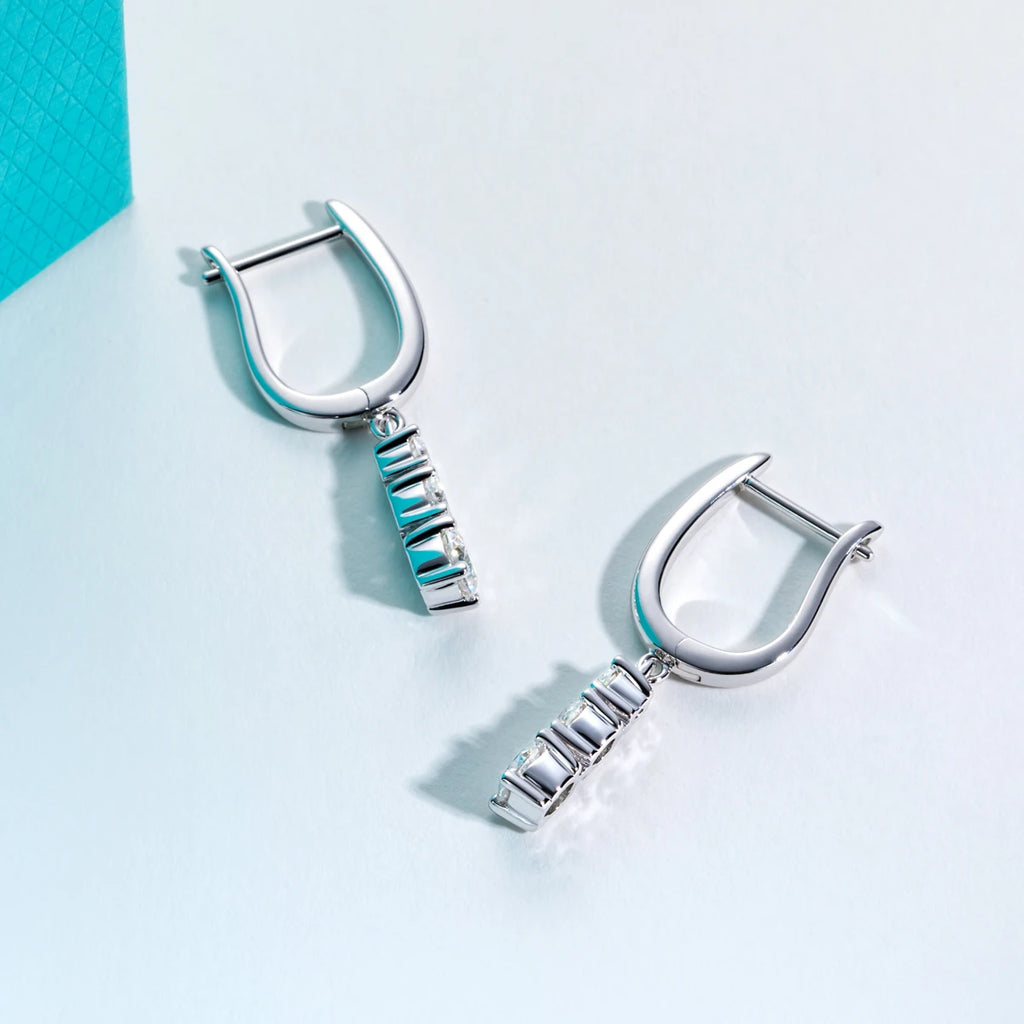 1.8cttw moissanite dangle earrings side view, S925 — Aurora Moissanite