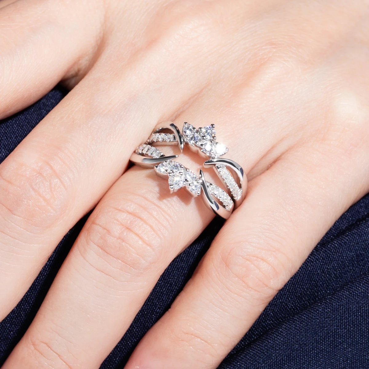 The Cora Ring — crown moissanite bridal set, 1-ring or 2-ring, S925 — Aurora Moissanite