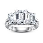 Emerald moissanite 5cttw D color VVS1 three-stone ring — Aurora Moissanite