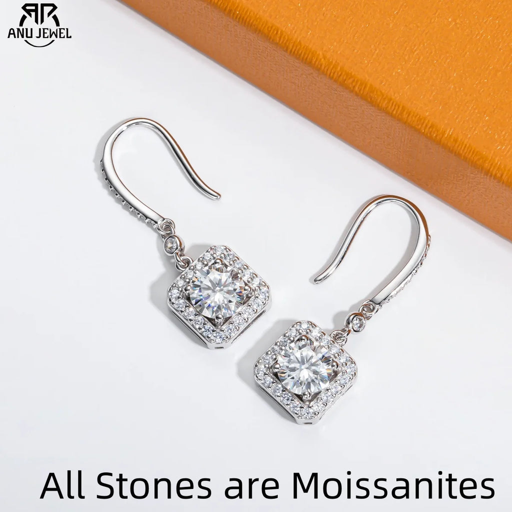 1ct moissanite drop earrings, 18K gold plated S925 — Aurora Moissanite