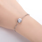 AnuJewel 2ct (7x7mm) Four-Leaf Clover Cut Moissanite Bezel Bracelet 925 Sterling Silver 16+2cm Bracelets for Women Jewelry Gift