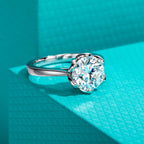 3ct lotus moissanite ring, side profile, S925 — Aurora Moissanite