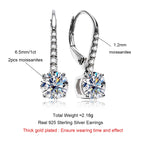 AnuJewel 1 Carat D Color Moissanite Dangle Drop 925 Sterling Silver Earrings With Certificate Jewelry Wholesale