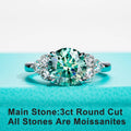 The Zeal Ring worn — 3ct blue-green colored moissanite, 18K gold — Aurora Moissanite