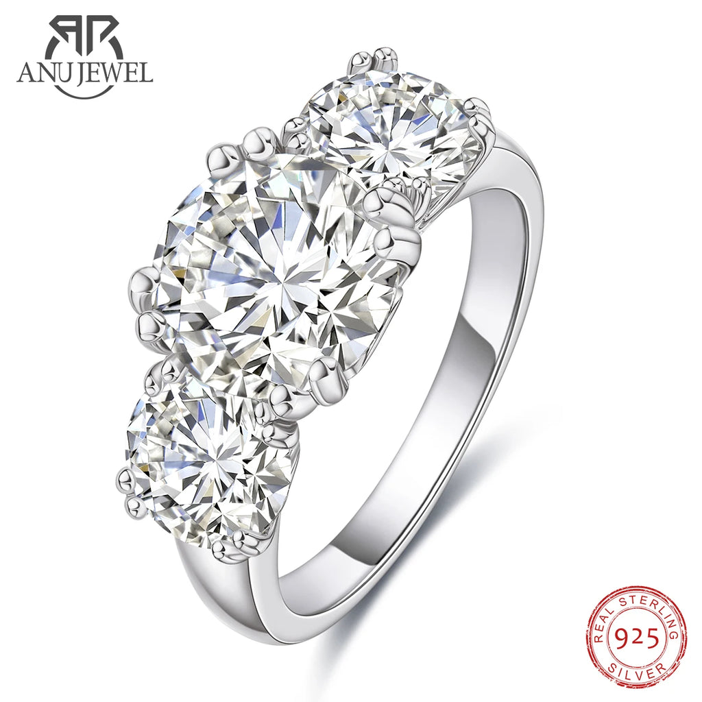 5cttw three stone moissanite ring 3+1+1ct, 18K gold plated S925 — Aurora Moissanite