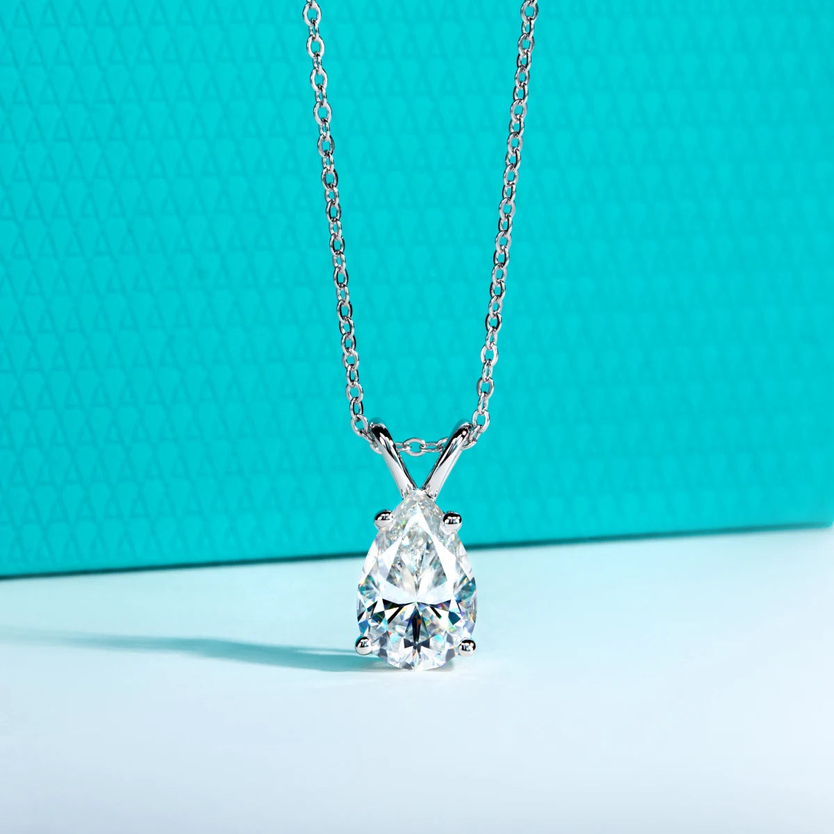 AnuJewel 2ct/3ct/4ct/5ct D Color Pear Cut Moissanite Pendant Necklace 925 Sterling Silver Valentine's Day Gifts for Women