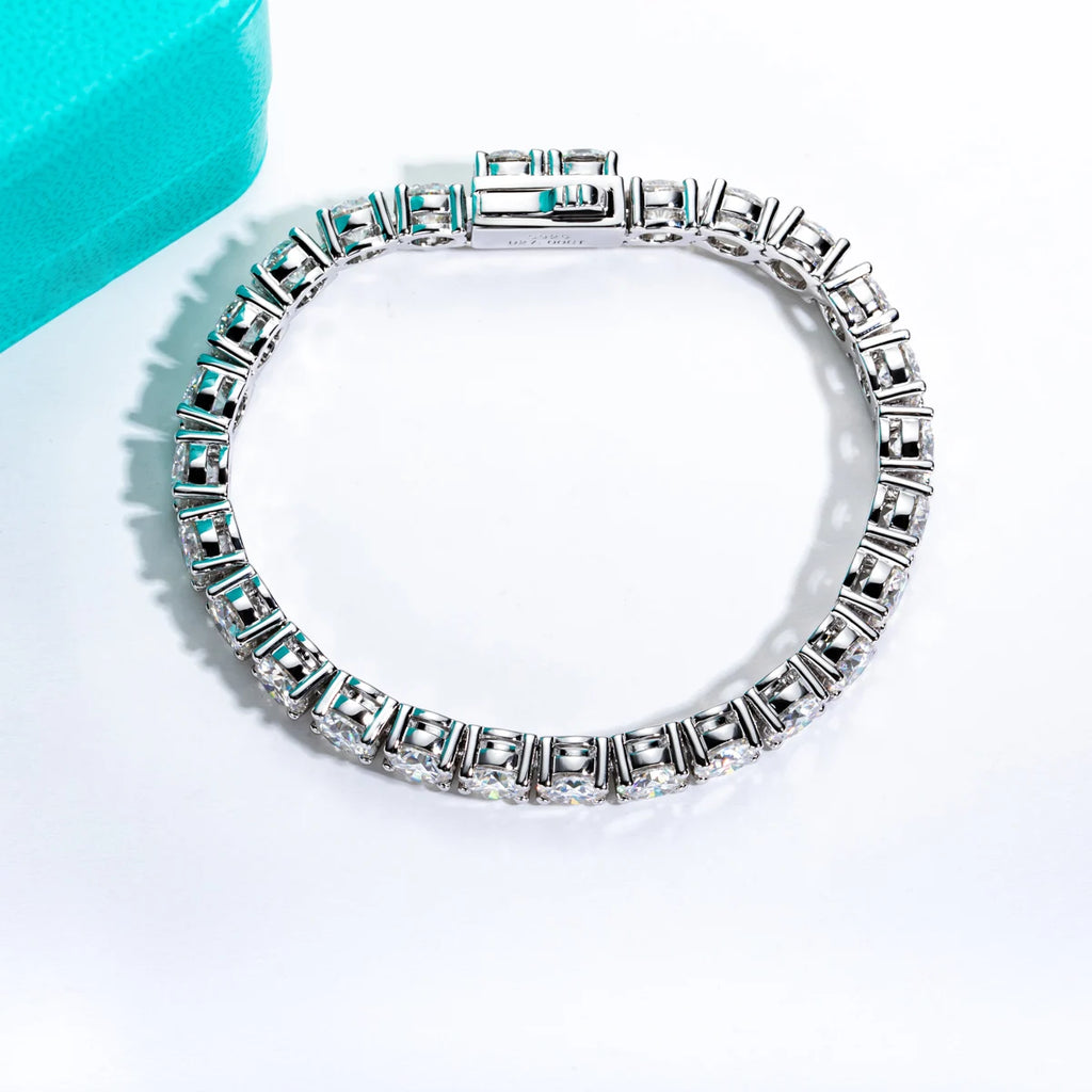 AnuJewel 3mm/4mm/5mm/6.5mm D Color Moissanite Diamond Tennis Bracelet 925 Sterling Silver Wedding Bracelets for Woman&Men