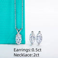 AnuJewel 2-5ct Marquise Moissanite Necklace 0.5-3ct Earrings 925 Sterling Silver 18k Gold Plated Wedding Jewelry Set for Woman