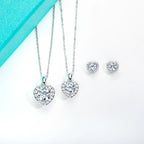 The Cor Pendant worn — 1ct heart moissanite pendant necklace on neck — Aurora Moissanite