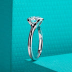 2ct round moissanite half-bezel ring, side profile, S925 — Aurora Moissanite