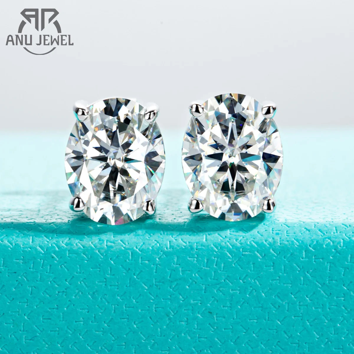 AnuJewel 10K Gold Post 4/2/1ct Oval Cut Moissanite Stud Earrings  Anti-allergy Eearrings For Women Jewelry Wholesale