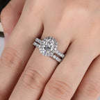 Oval moissanite 2.648cttw bridal set, engagement ring with matching band — Aurora Moissanite