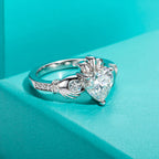 2ct gray moissanite Claddagh ring, side profile, S925 silver — Aurora Moissanite