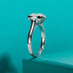 3ct cushion moissanite bezel ring, side profile, S925 sterling silver — Aurora Moissanite