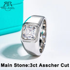 3ct asscher moissanite men's ring, 18K gold plated S925 — Aurora Moissanite