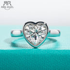 3ct heart cut moissanite bezel engagement ring, S925 sterling silver — Aurora Moissanite