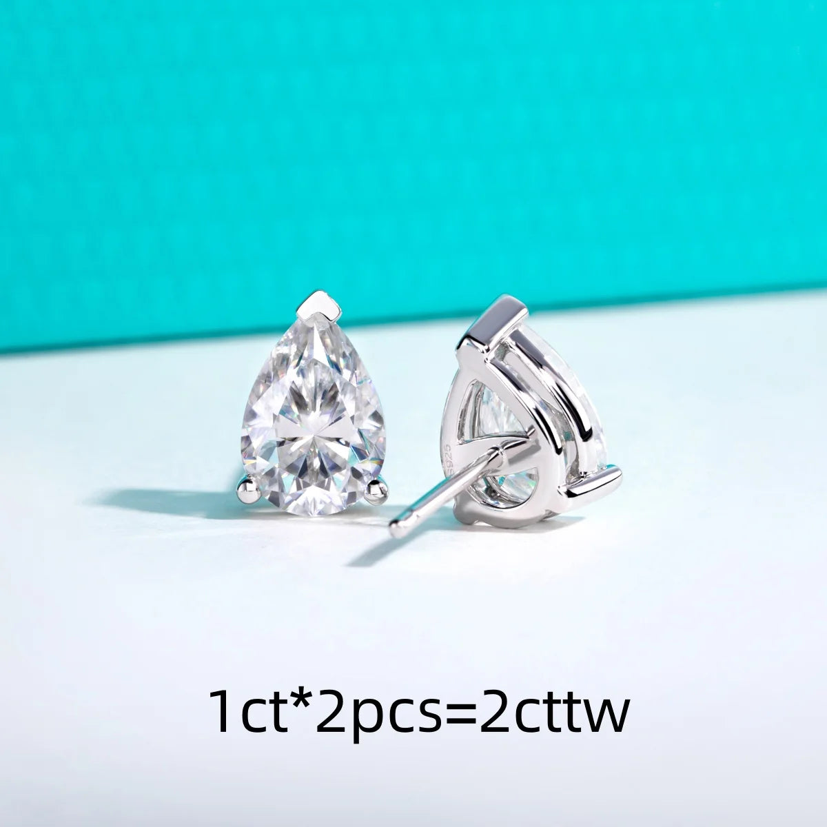 AnuJewel Classic Stud Earrings for Women 1cttw-6cttw Pear Moissanites 925 Sterling Silver D Color VVS1 Moissanite Earrings