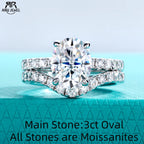 3ct oval moissanite bridal set 3.64cttw total, S925 — Aurora Moissanite