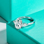 4ct pear moissanite engagement ring, side profile, 18K gold plated — Aurora Moissanite